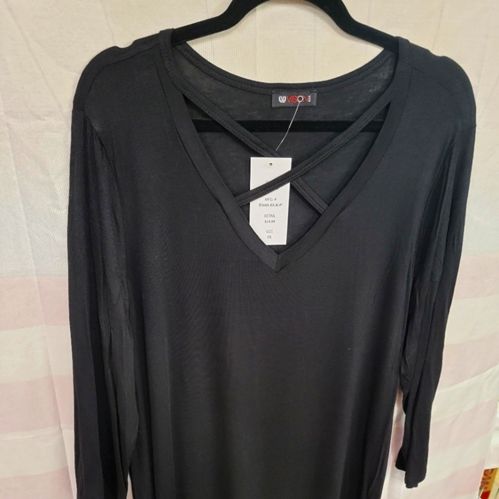 Vision Tunic Lightweight Top Criss Cross 2X NWT